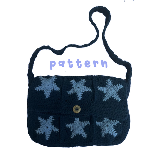 star satchel granny square bag - beginner crochet pattern